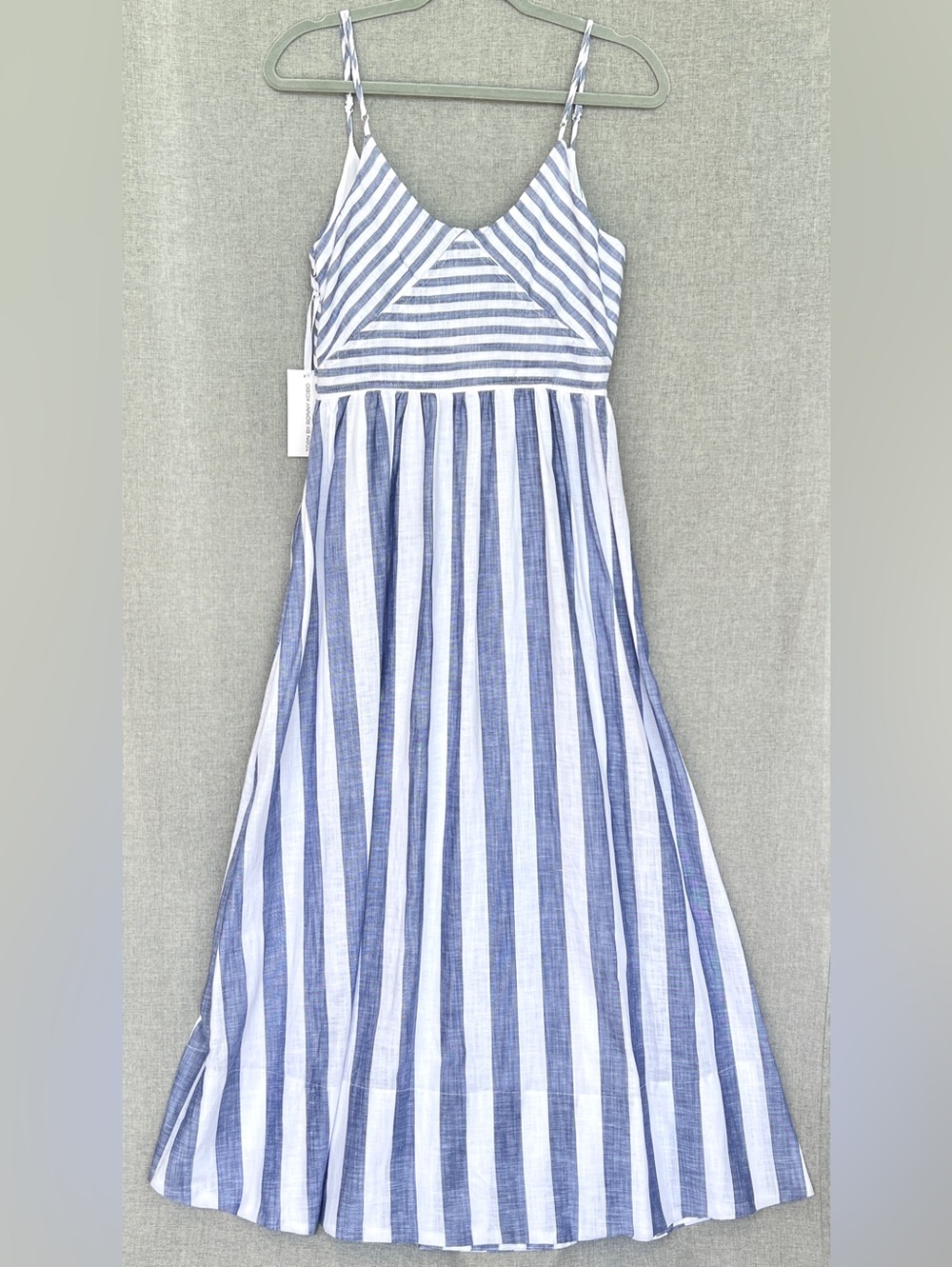 Torn by Ronny Kobo Melinda  sundress midi striped blue white size S NWT